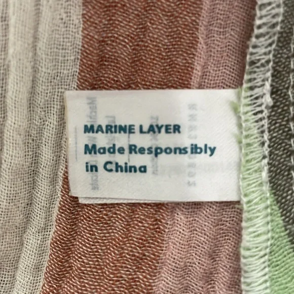 MARINE LAYER Shirley Rainbow Stripe Off Shoulder Ruffle Hem Mini Skirt Dress S - Picture 8 of 9